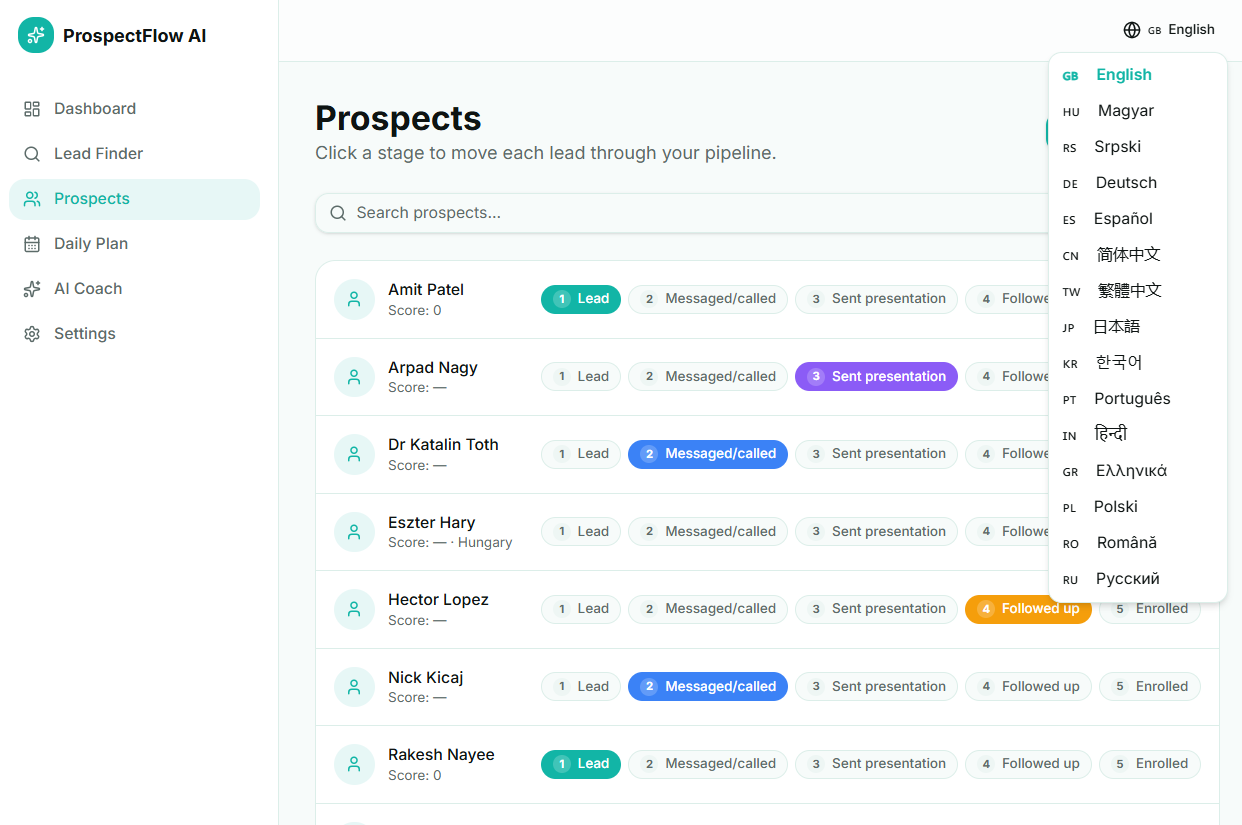 ProspectFlow AI prospecting pipeline